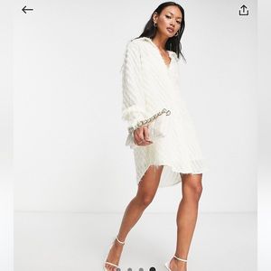 ASOS White mini feather dress sz: 2